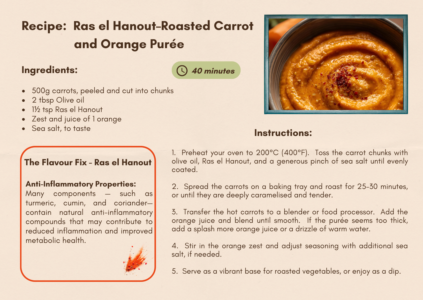 Ras el Hanout-Roasted Carrot & Orange Puree
