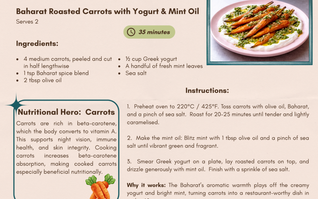 Baharat Roasted Carrots with Yogurt & Mint Oil