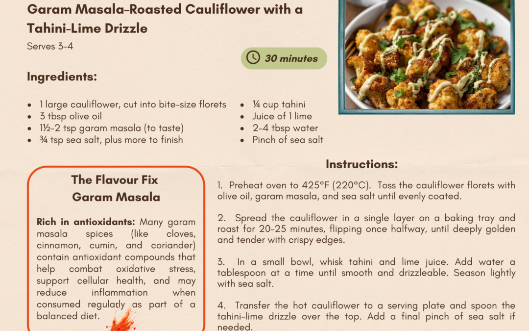 Garam Masala-Roasted Cauliflower with Tahini-Lime Drizzle