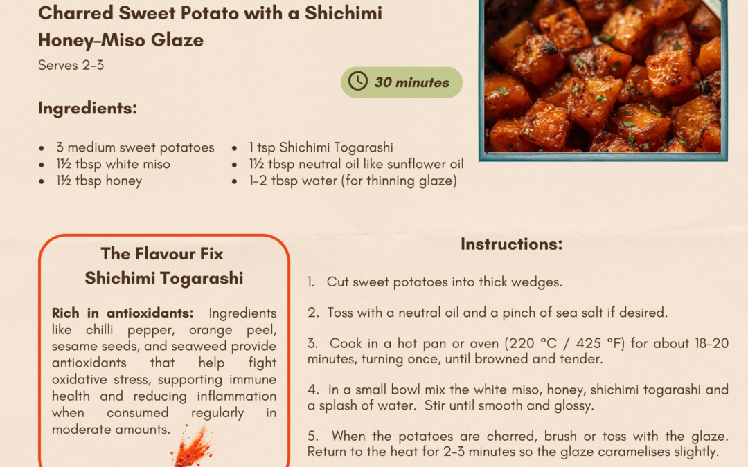 Charred Sweet Potato with a Shichimi Honey-Miso Glaze