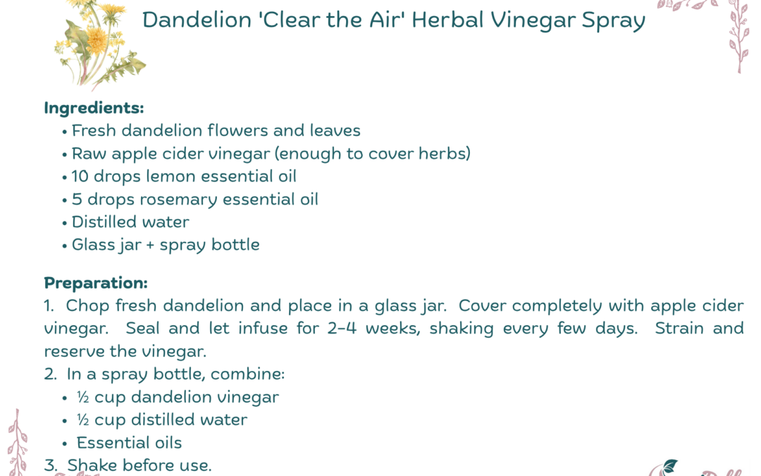 Dandelion ‘Clear the Air’ Herbal Vinegar Spray
