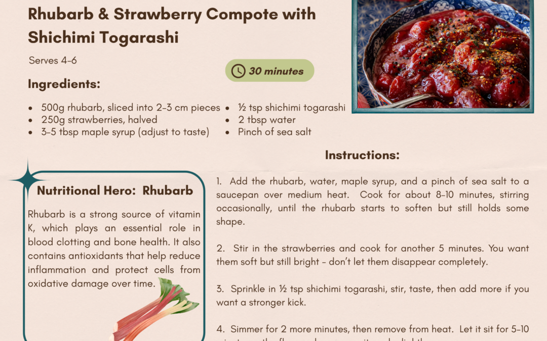 Rhubarb & Strawberry Compote with Shichimi Togarashi