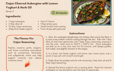 Cajun Charred Aubergine with Lemon Yoghurt & Herb Oil