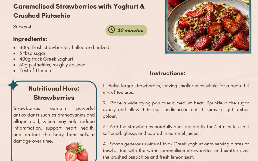 Caramelised Strawberries with Yoghurt & Crushed Pistachio