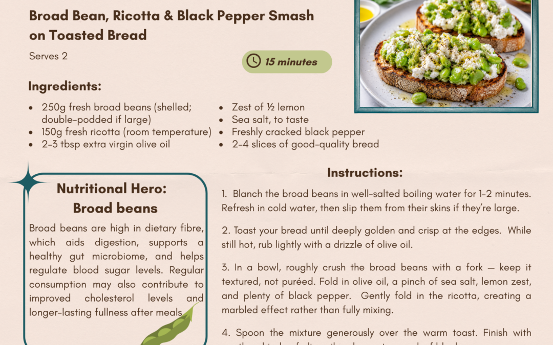 Broad Bean, Ricotta & Black Pepper Smash on Toasted Bread
