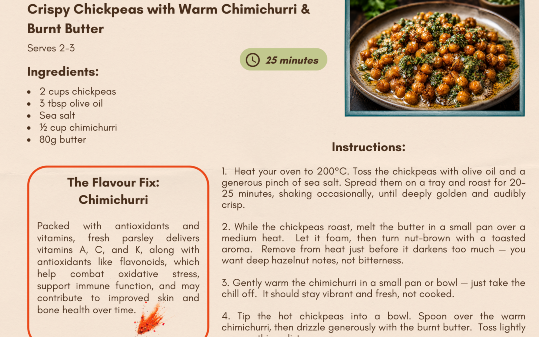 Crispy Chickpeas with Warm Chimichurri & Burnt Butter