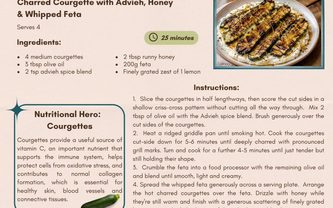 Charred Courgette with Advieh, Honey & Whipped Feta