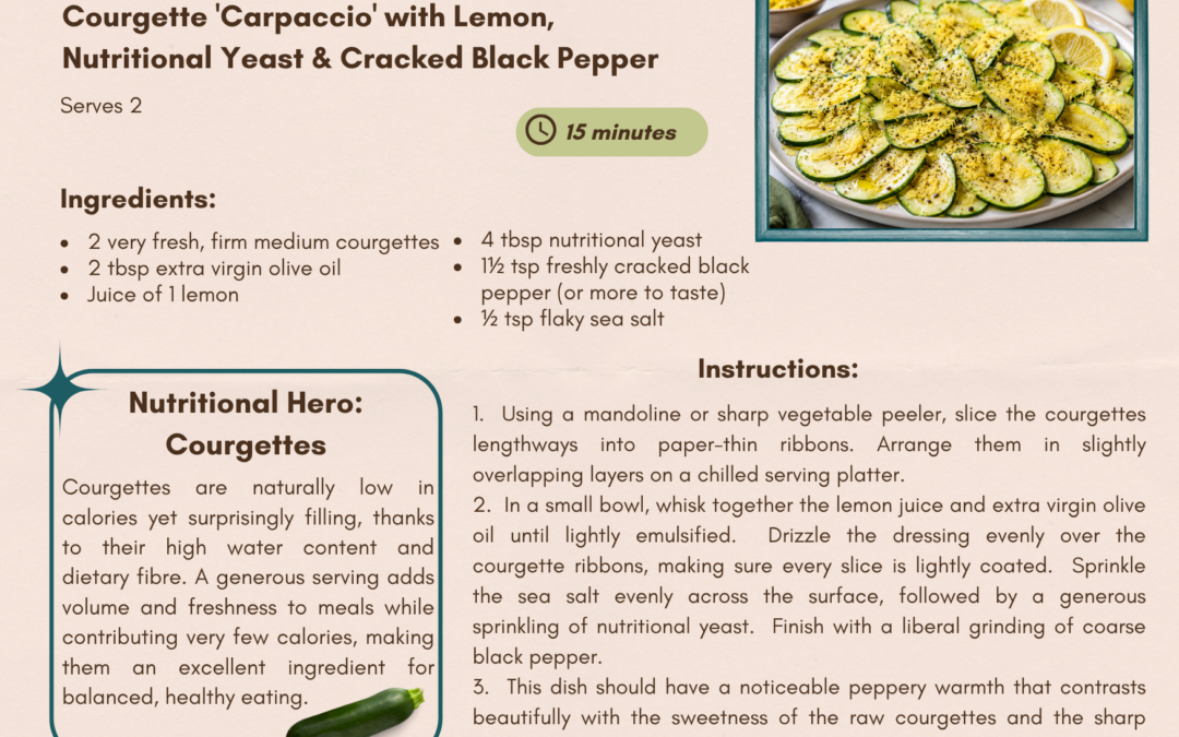 Courgette ‘Carpaccio’ with Lemon, Nutritional Yeast & Cracked Black Pepper