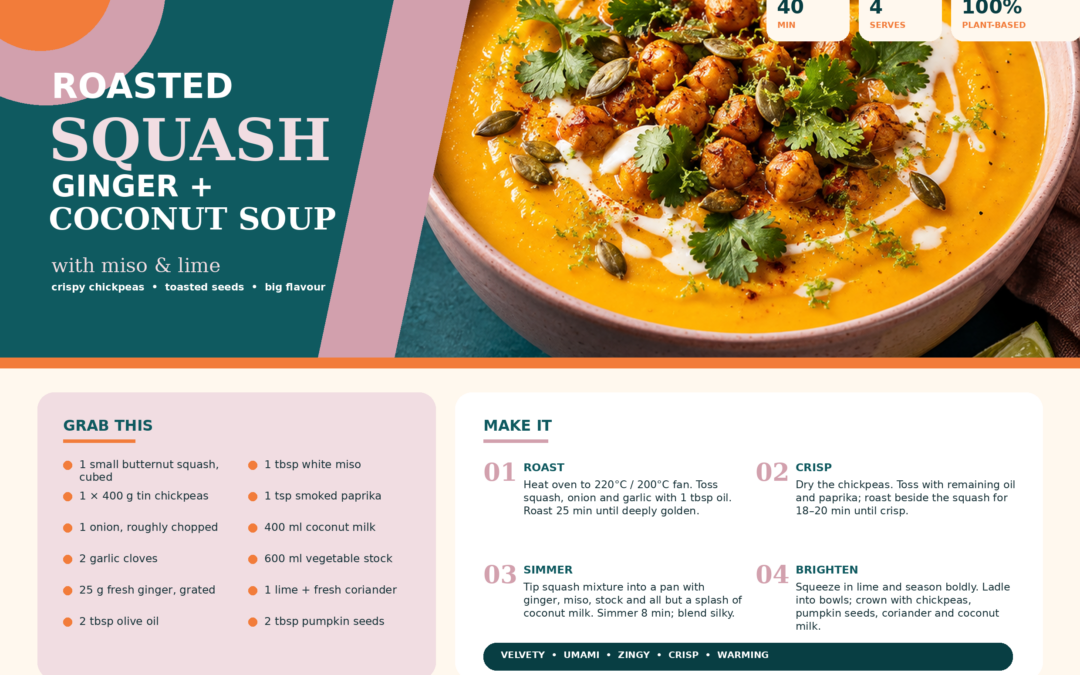 Roasted Squash, Ginger & Coconut Soup